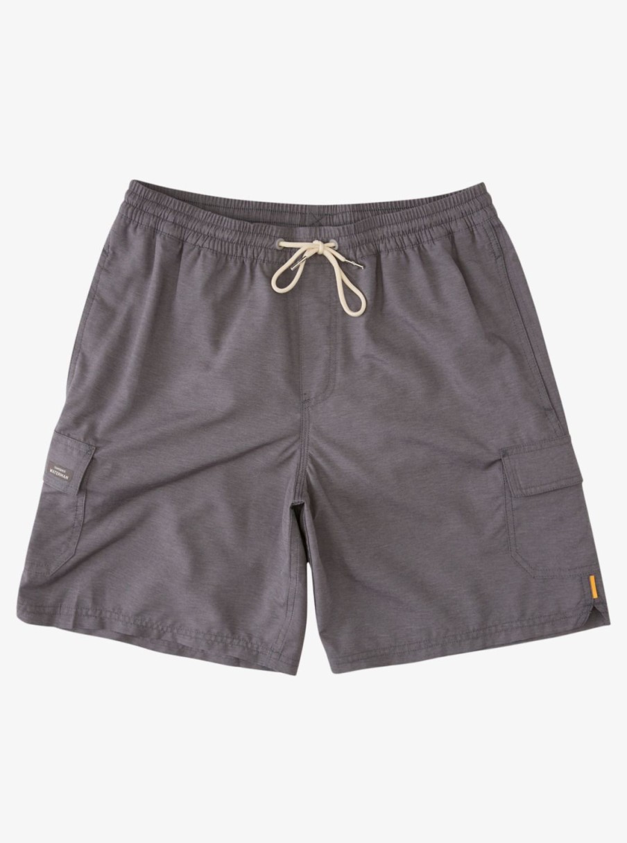 Mens Quiksilver Elastic Waist | Waterman Balance 18" Volleys Dark Grey Heather