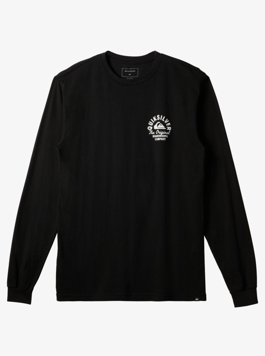 Mens Quiksilver Tees | Circled Script Long Sleeve T-Shirt Black