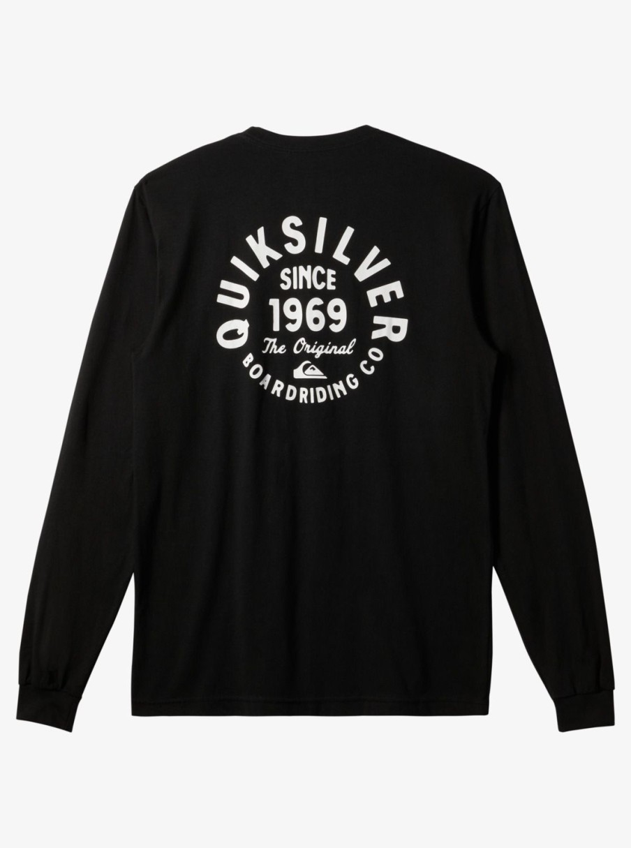 Mens Quiksilver Tees | Circled Script Long Sleeve T-Shirt Black