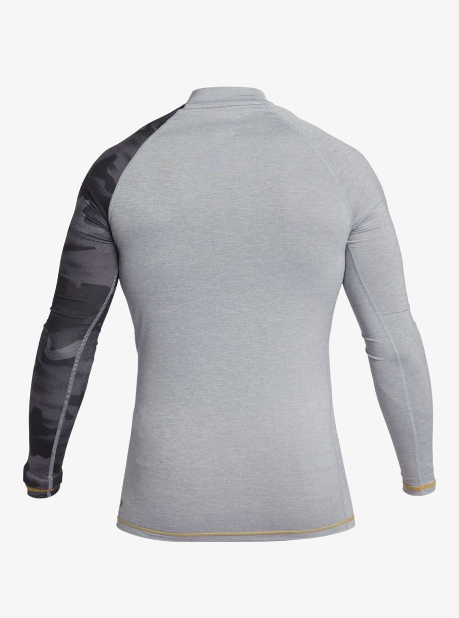 Mens Quiksilver Rashguards | Hi Island Rush Long Sleeve Upf 50 Rashguard Sleet Heather