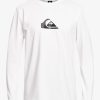 Mens Quiksilver Rashguards | Solid Streak Long Sleeve Upf 50 Surf Tee White