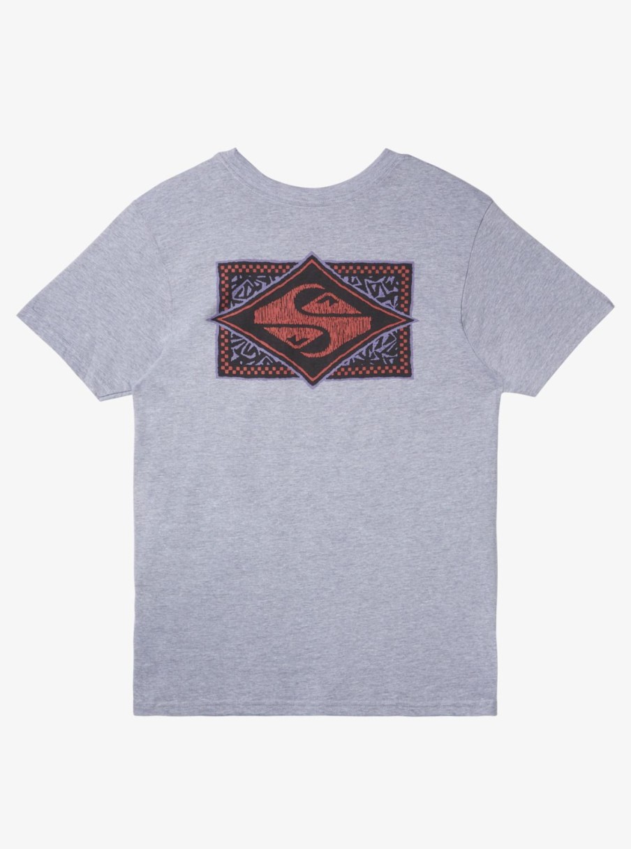 Mens Quiksilver Tees | Black Flash T-Shirt Athletic Heather