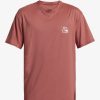 Mens Quiksilver Rashguards | Heritage Heather Short Sleeve Upf 50 Surf T-Shirt Mineral Red