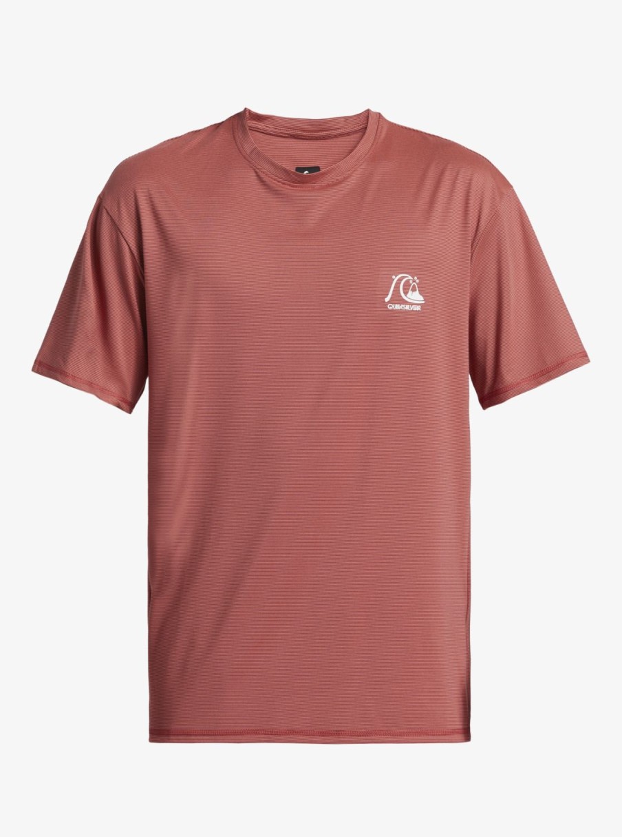 Mens Quiksilver Rashguards | Heritage Heather Short Sleeve Upf 50 Surf T-Shirt Mineral Red