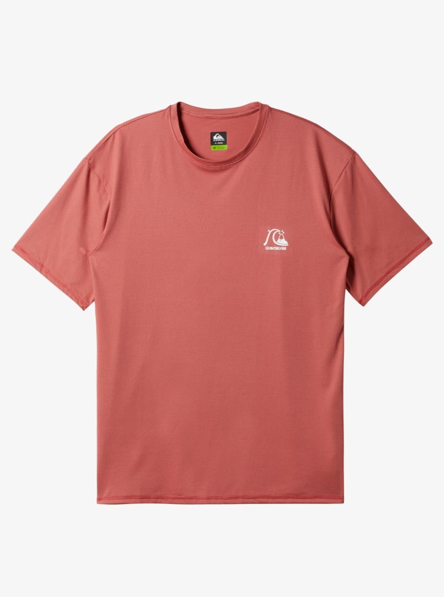 Mens Quiksilver Rashguards | Heritage Heather Short Sleeve Upf 50 Surf T-Shirt Mineral Red