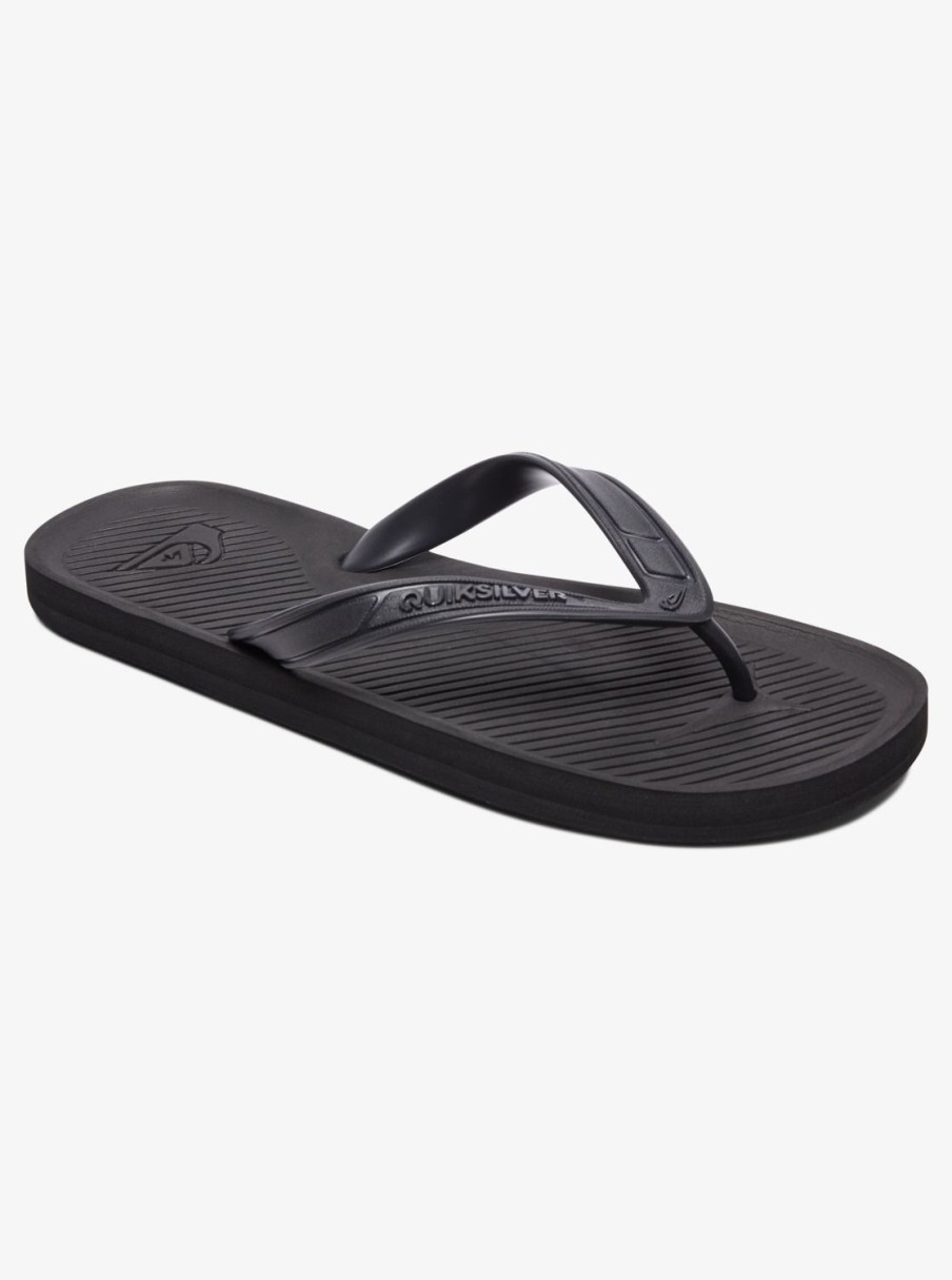 Mens Quiksilver Sandals | Haleiwa Flip-Flops Solid Black