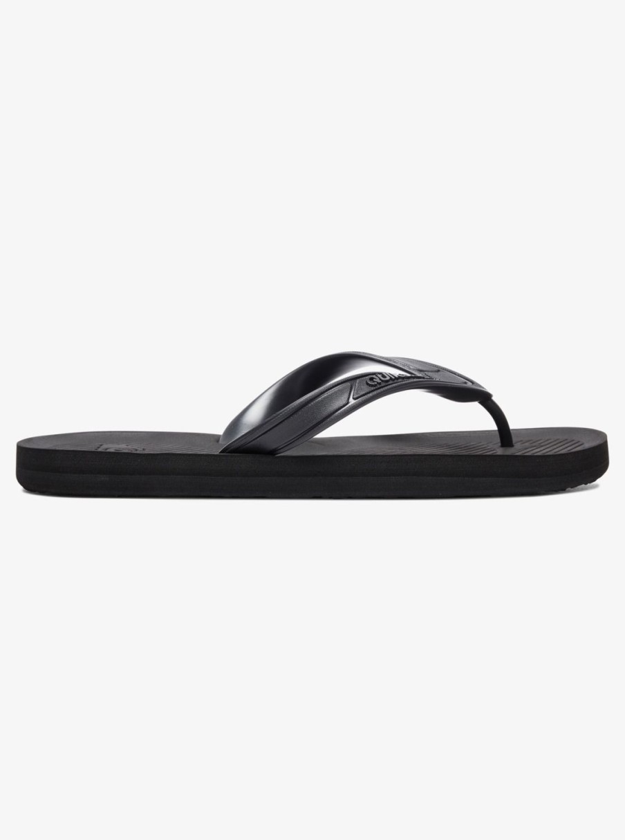 Mens Quiksilver Sandals | Haleiwa Flip-Flops Solid Black