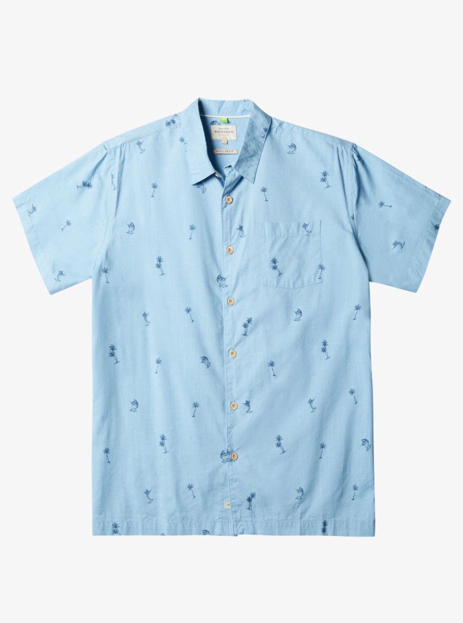 Waterman Quiksilver | Waterman Sail Palm Short Sleeve Shirt Dusk Blue Sail Palms