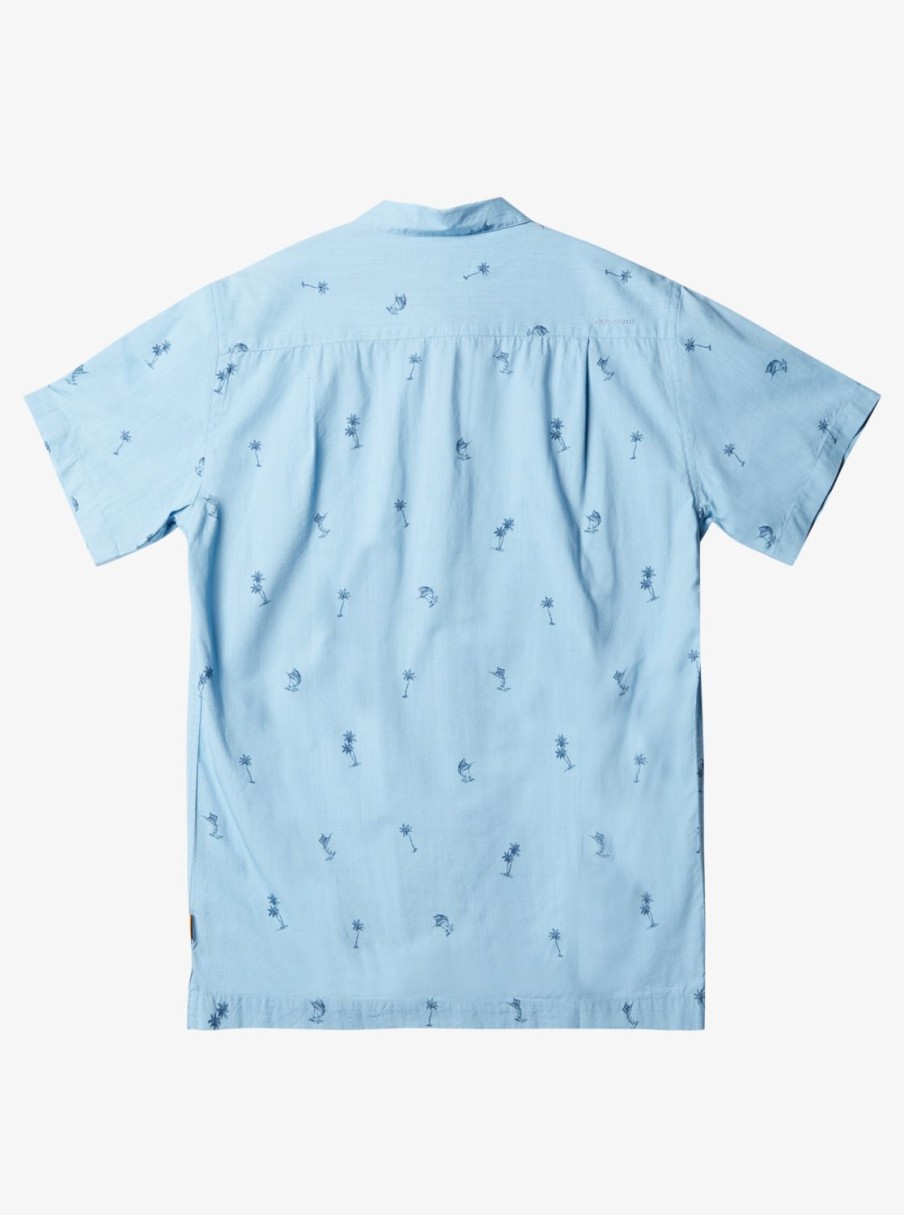 Waterman Quiksilver | Waterman Sail Palm Short Sleeve Shirt Dusk Blue Sail Palms