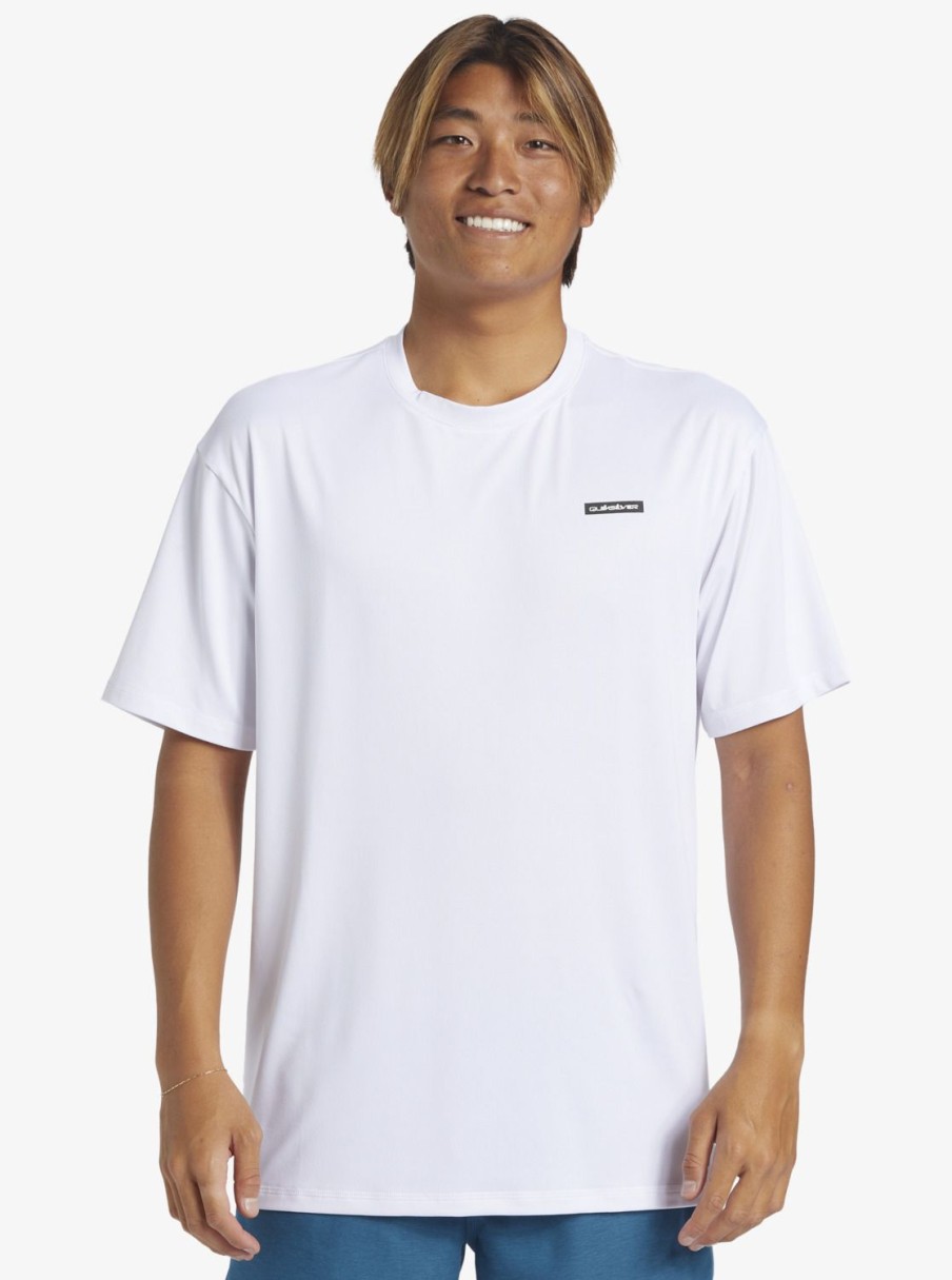 Mens Quiksilver Rashguards | Omni Session Upf 50 Short Sleeve Surf Tee White