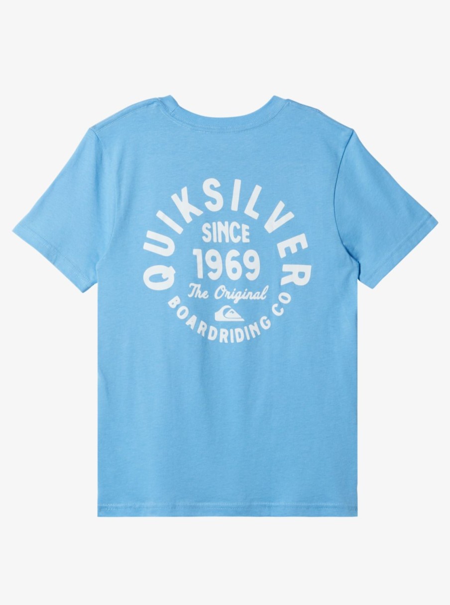 Boys Quiksilver Tees | Boy'S 8-16 Circled Script T-Shirt Azure Blue