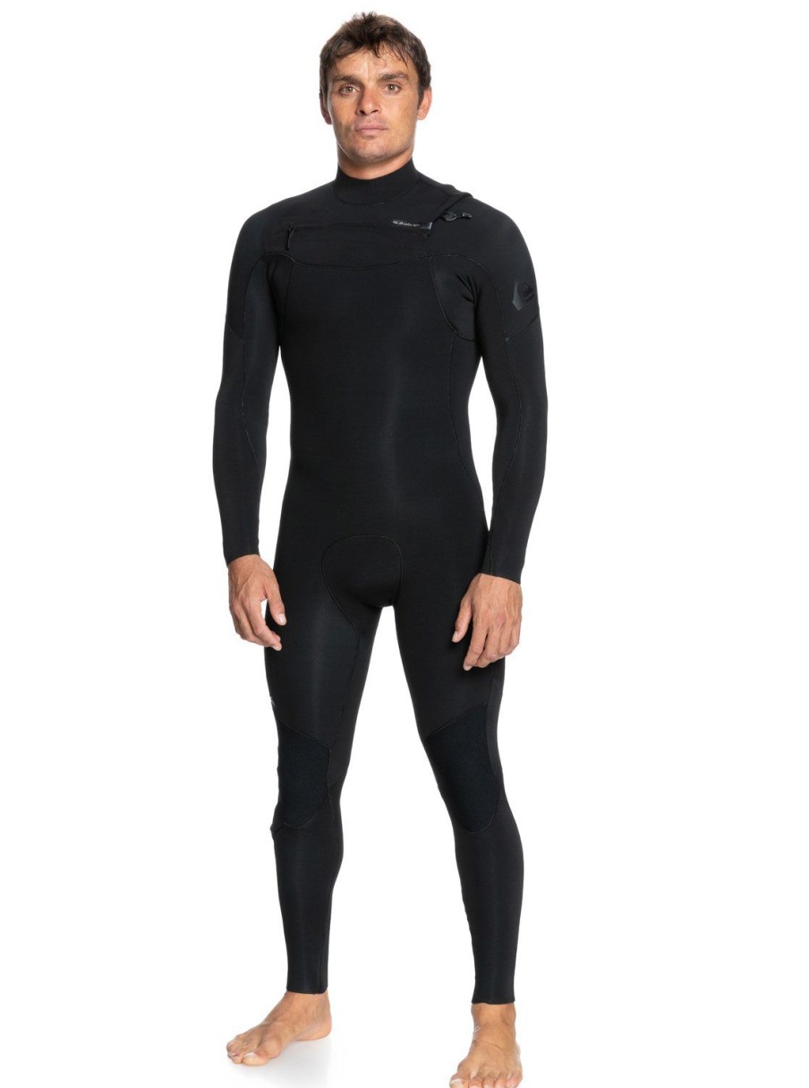 Mens Quiksilver Wetsuits | 4/3 Everyday Sessions Chest Zip Wetsuit Black