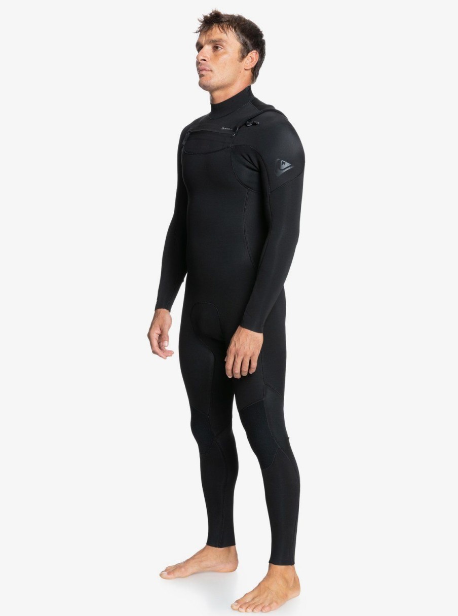 Mens Quiksilver Wetsuits | 4/3 Everyday Sessions Chest Zip Wetsuit Black