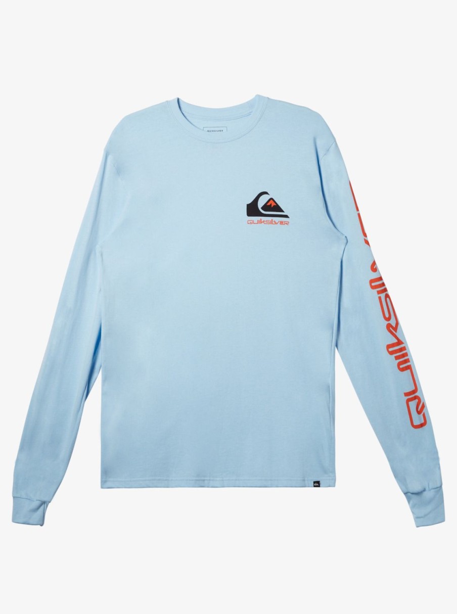 Mens Quiksilver Tees | Omni Logo Long Sleeve T-Shirt Clear Sky