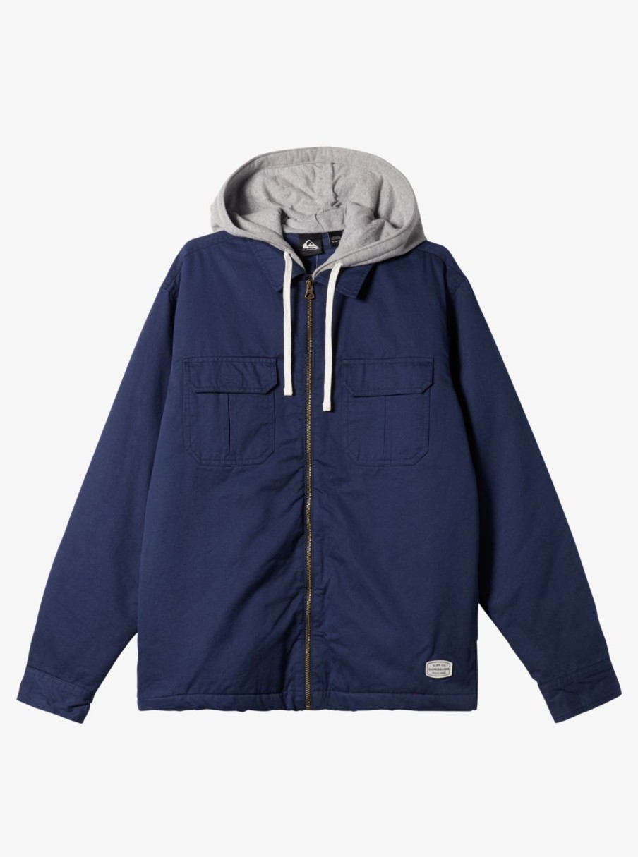 Mens Quiksilver Jackets | New Aitor Hooded Jacket Naval Academy