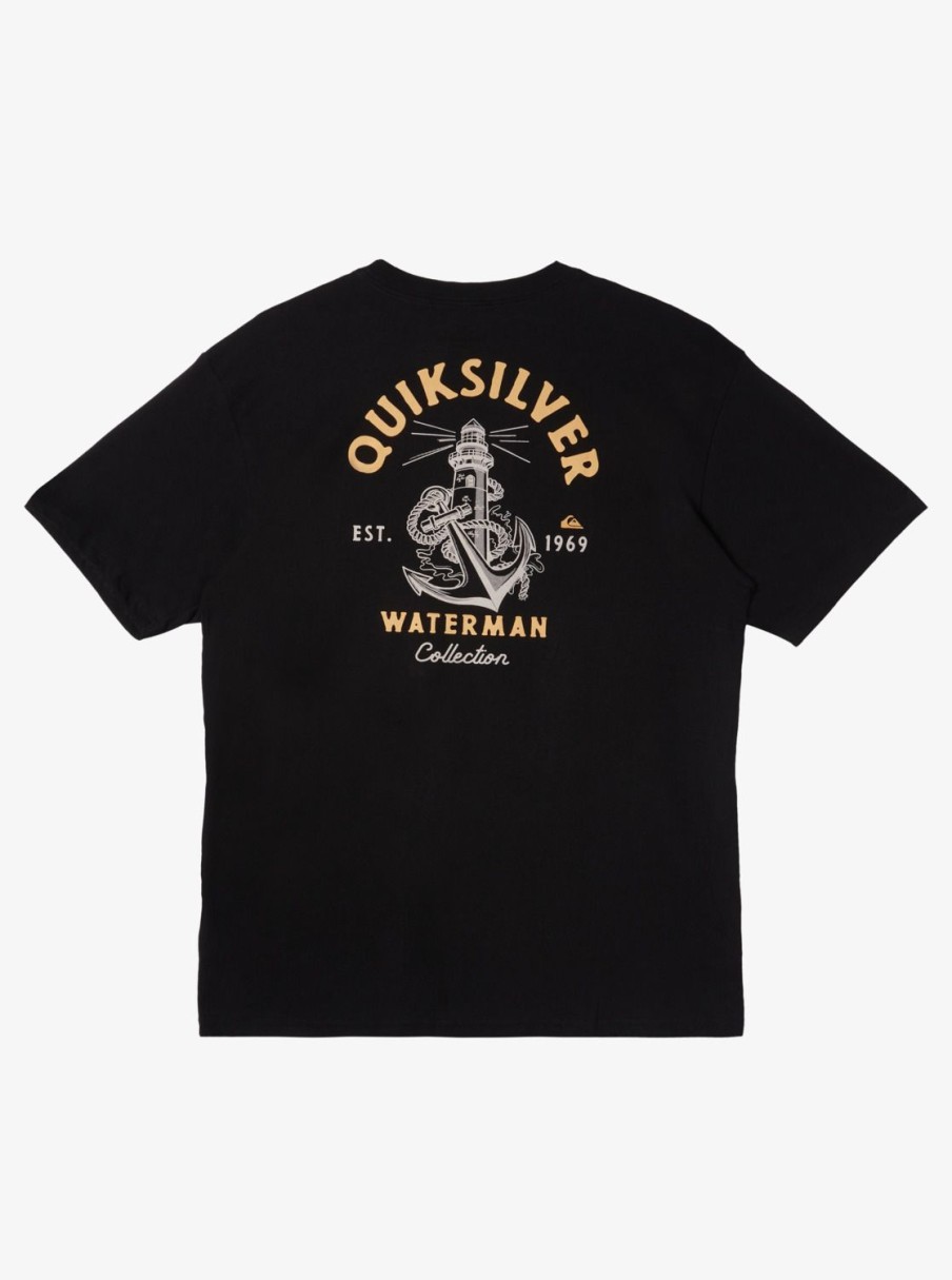 Mens Quiksilver Tees | Waterman Anchors Away Qt-Shirt Black