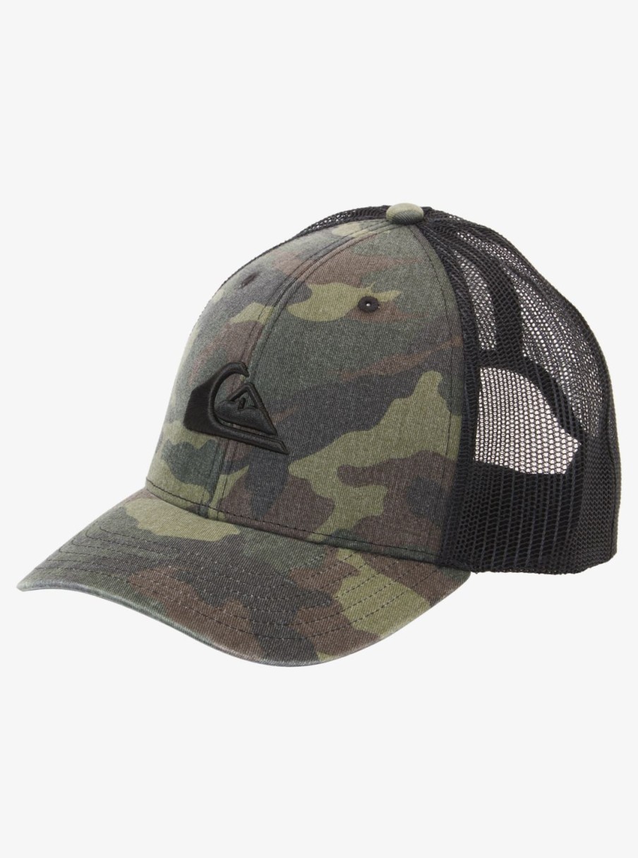 Mens Quiksilver Hats | Grounder Trucker Hat Camo