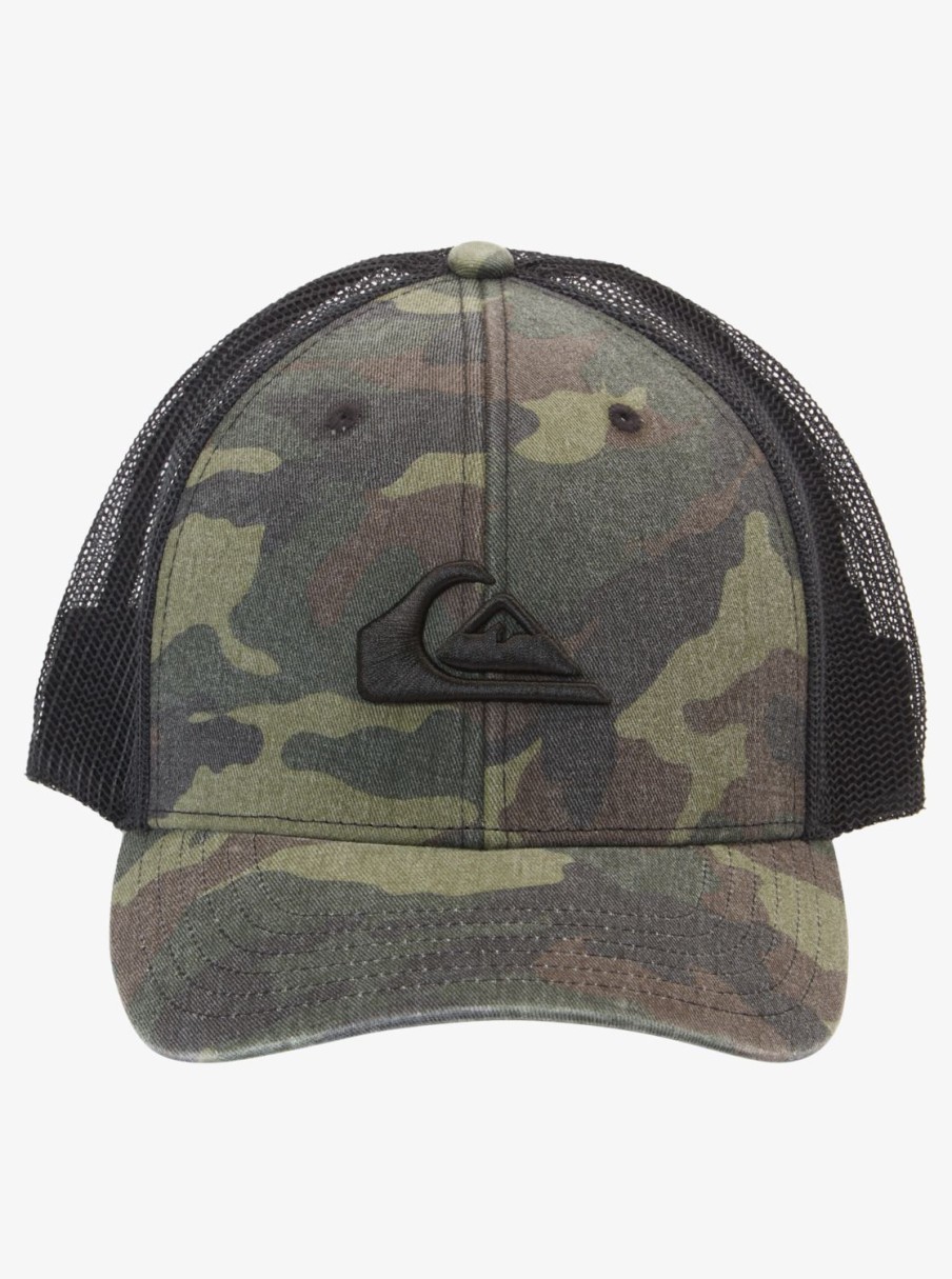 Mens Quiksilver Hats | Grounder Trucker Hat Camo