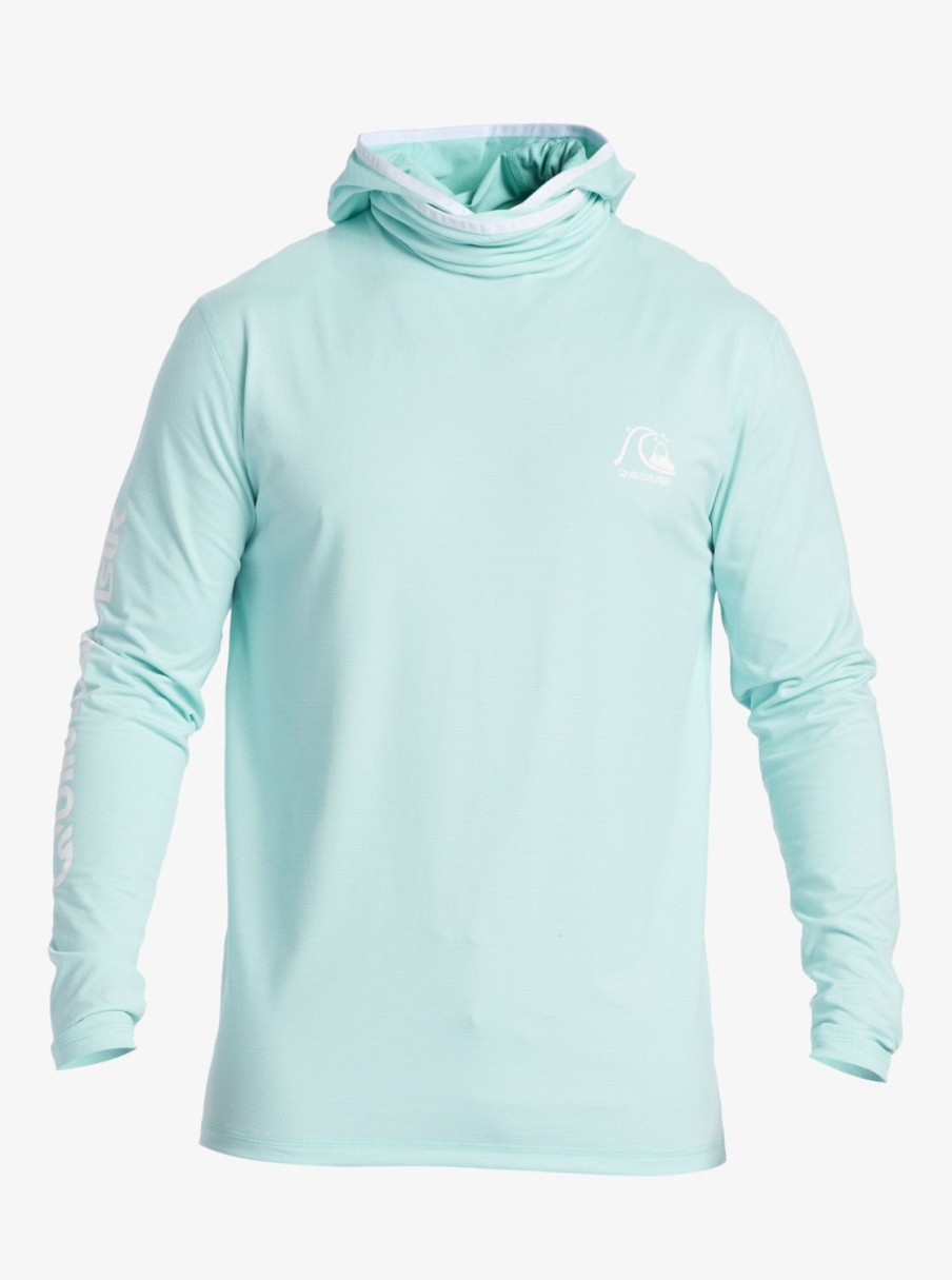 Mens Quiksilver Rashguards | Heritage Upf 50 Long Sleeve Surf Tee Sky Blue Heather