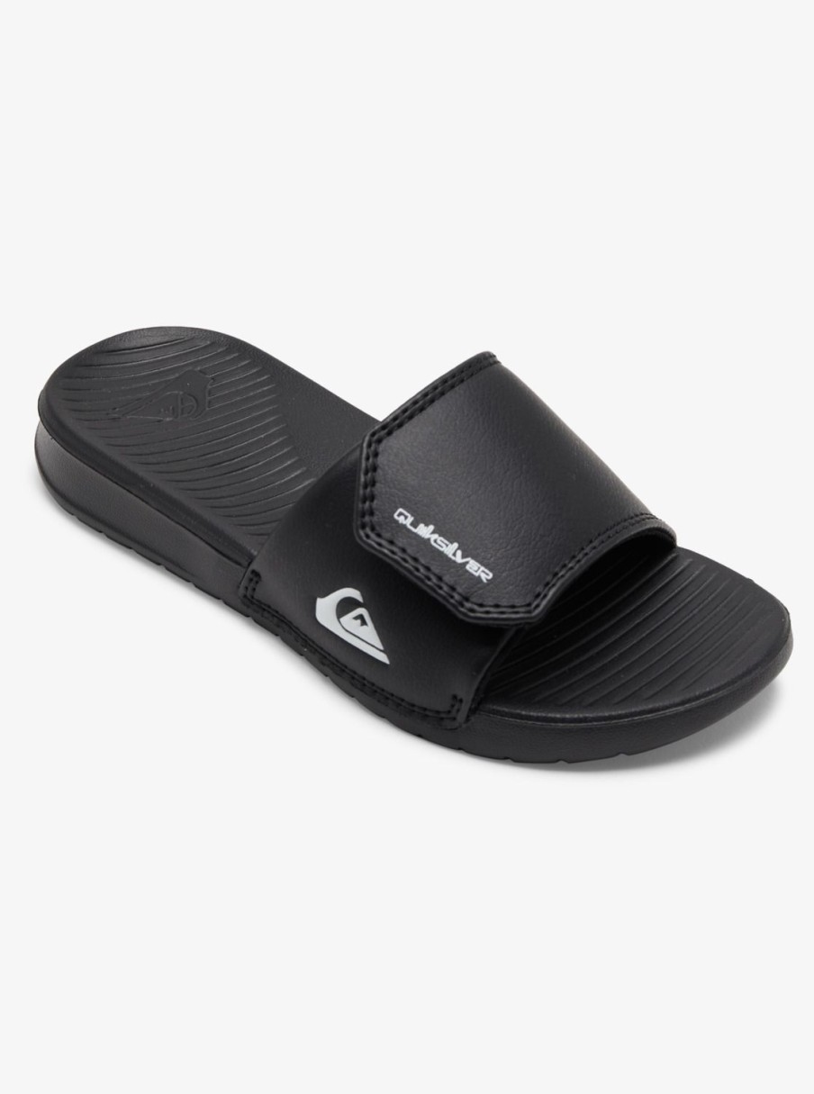 Boys Quiksilver Sandals | Boy'S 8-16 Bright Coast Adjustable Slides Black/White/Black