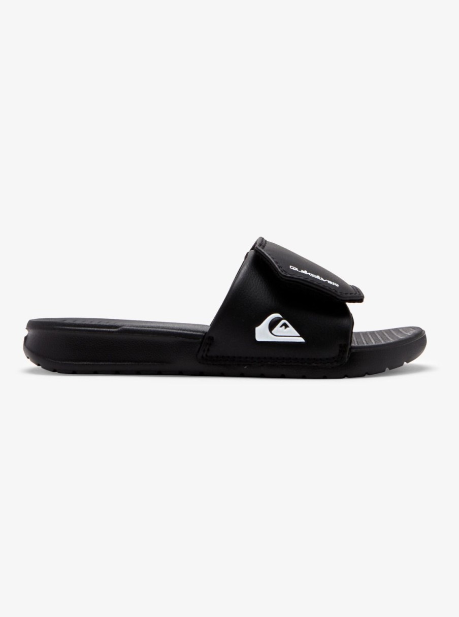 Boys Quiksilver Sandals | Boy'S 8-16 Bright Coast Adjustable Slides Black/White/Black