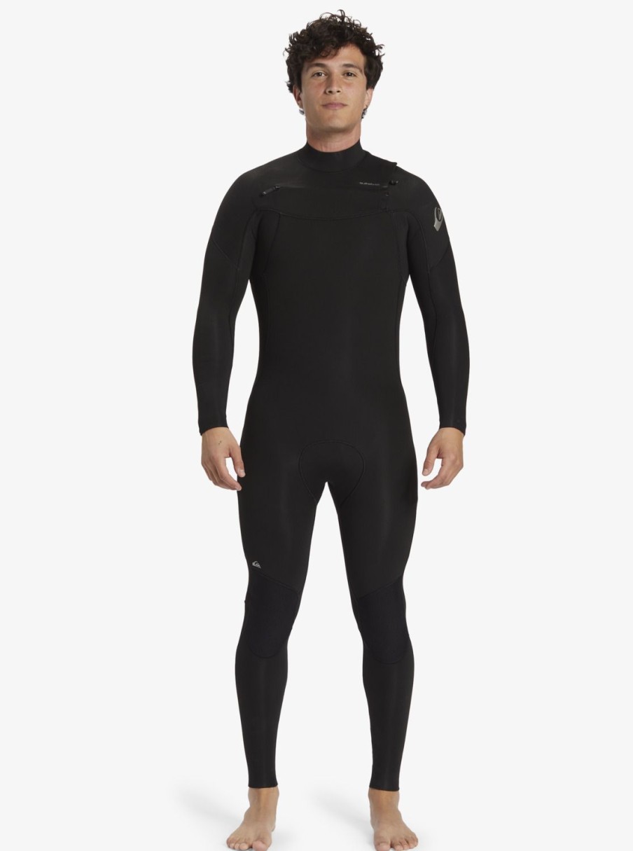 Mens Quiksilver Wetsuits | 4/3 Everyday Sessions Chest-Zip Wetsuit Black