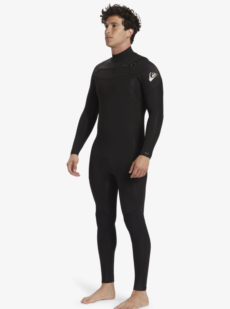 Mens Quiksilver Wetsuits | 4/3 Everyday Sessions Chest-Zip Wetsuit Black