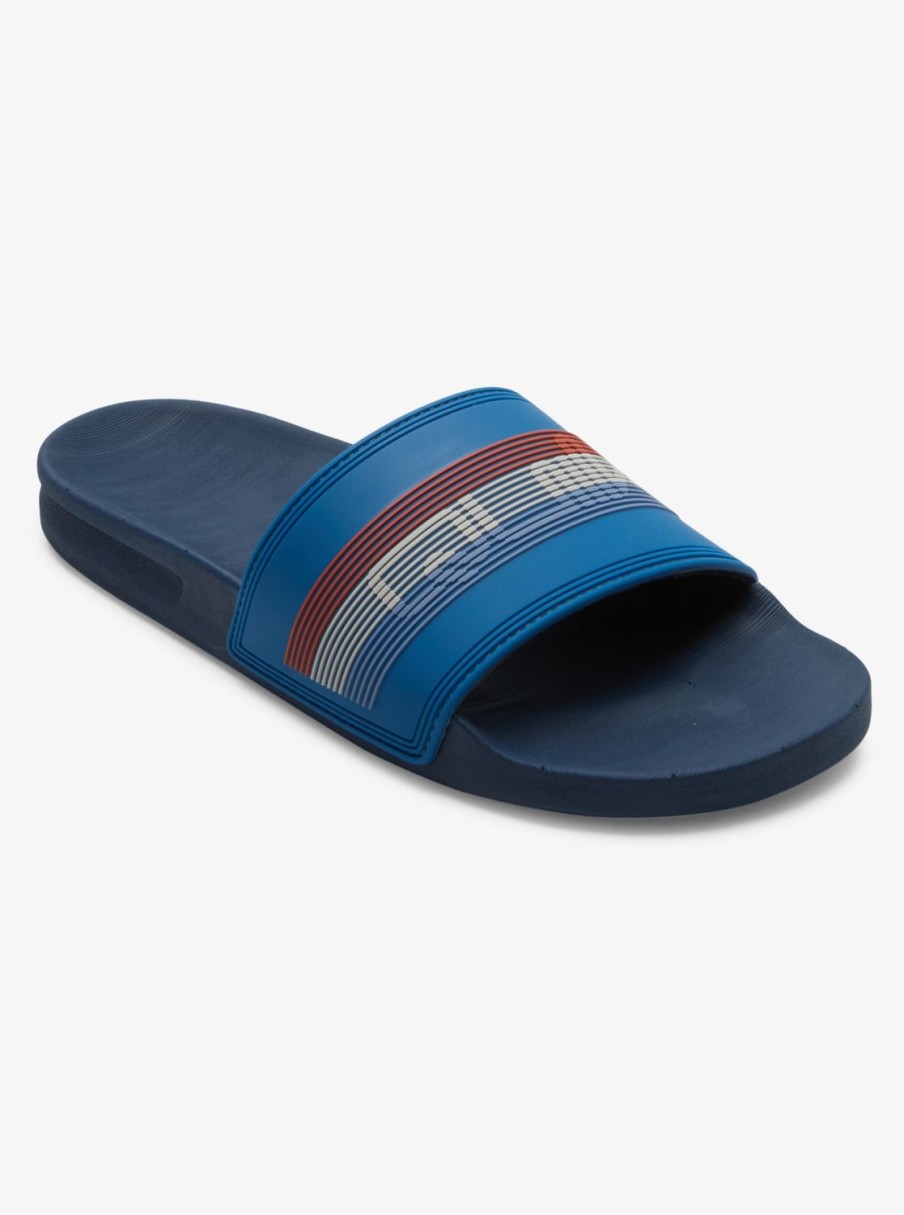 Mens Quiksilver Sandals | Rivi Wordmark Slides Blue 6