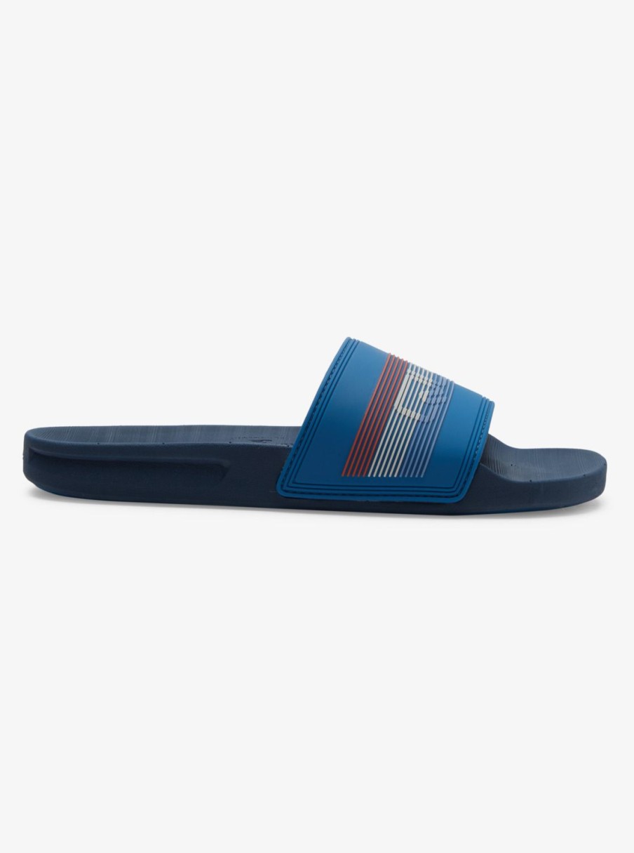 Mens Quiksilver Sandals | Rivi Wordmark Slides Blue 6