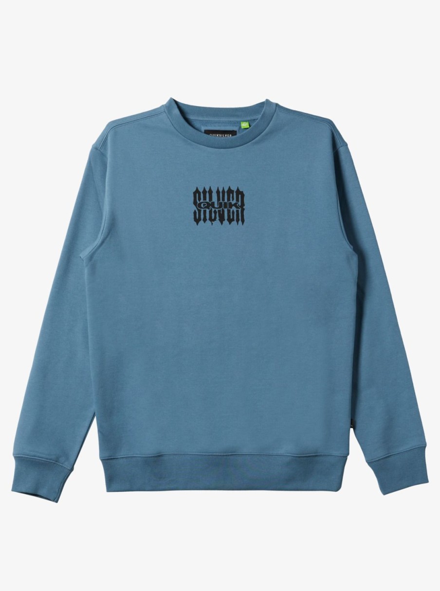 Mens Quiksilver Shirts & Polos | No Control Crew Fleece Crew Neck Sweatshirt Aegean Blue