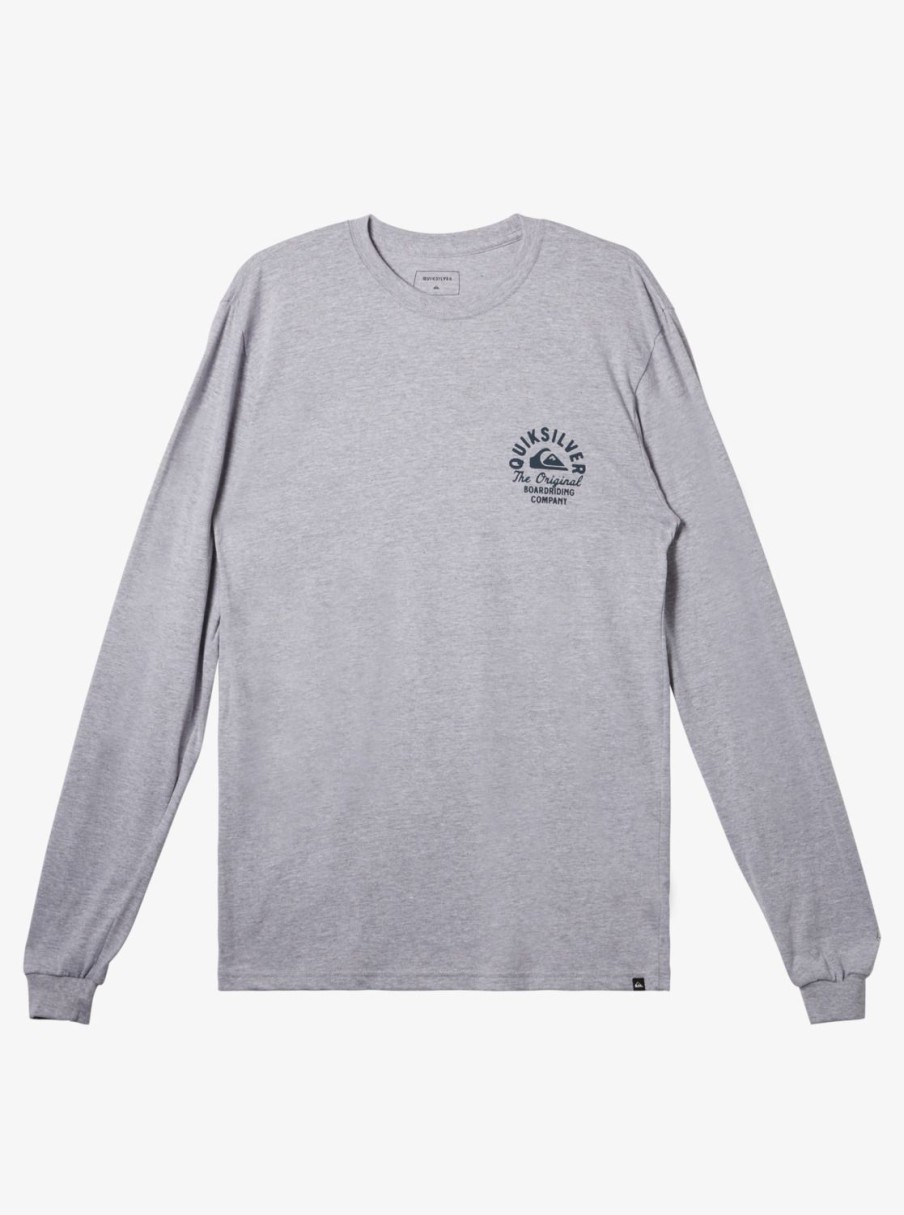 Mens Quiksilver Tees | Circled Script Long Sleeve T-Shirt Athletic Heather