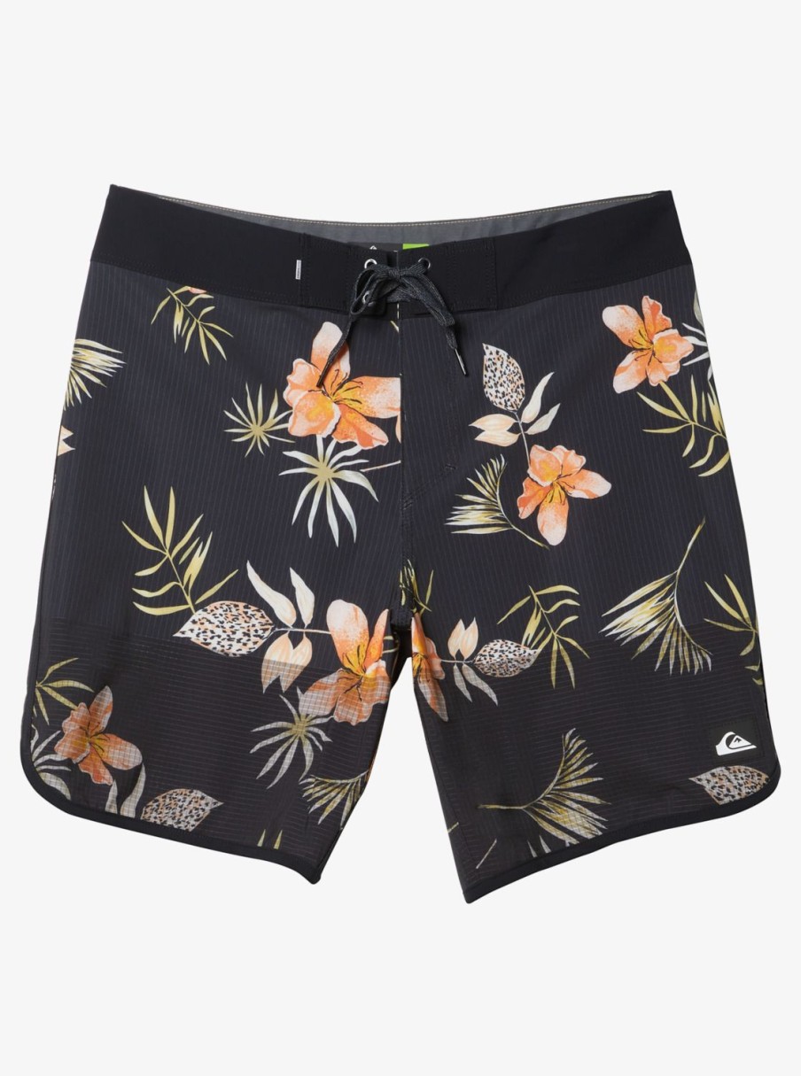 Mens Quiksilver Boardshorts | Highline Scallop 19" Boardshorts Black Tropical Floral Ss