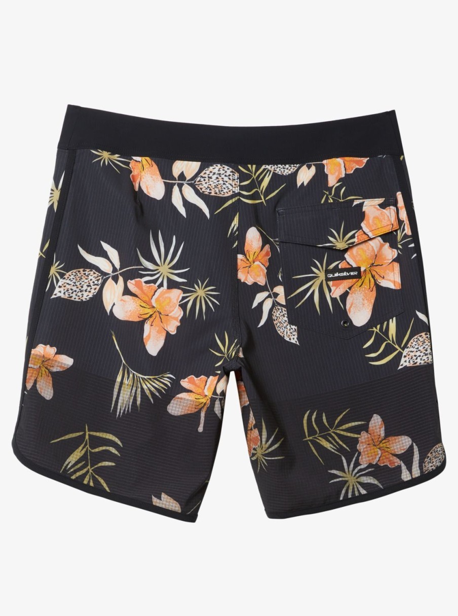 Mens Quiksilver Boardshorts | Highline Scallop 19" Boardshorts Black Tropical Floral Ss