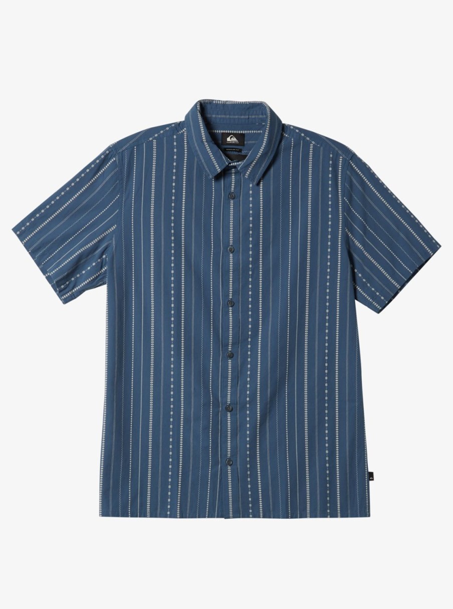 Mens Quiksilver Shirts & Polos | Pacific Stripe Short Sleeve Woven Shirt Berring Sea Pacific Stripes