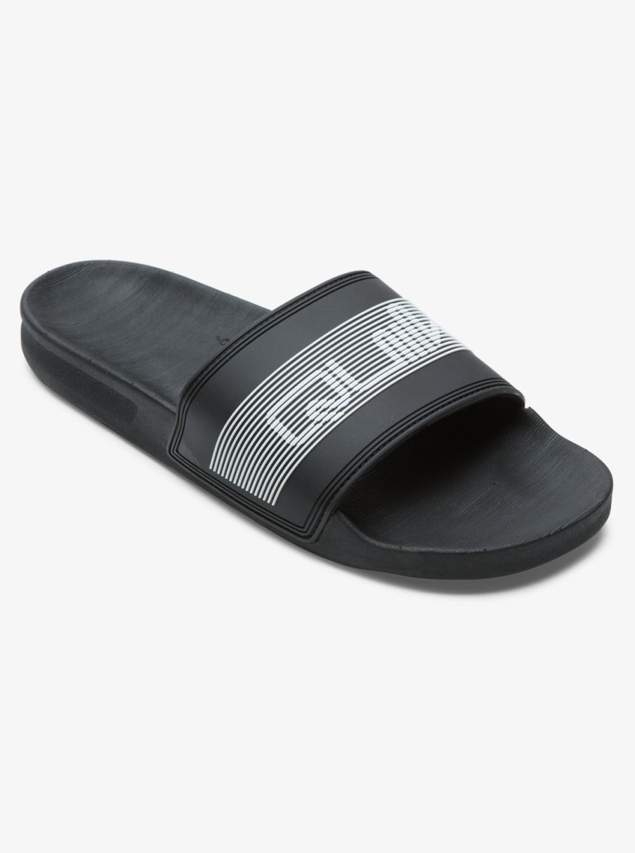 Mens Quiksilver Sandals | Rivi Wordmark Slides Black 3