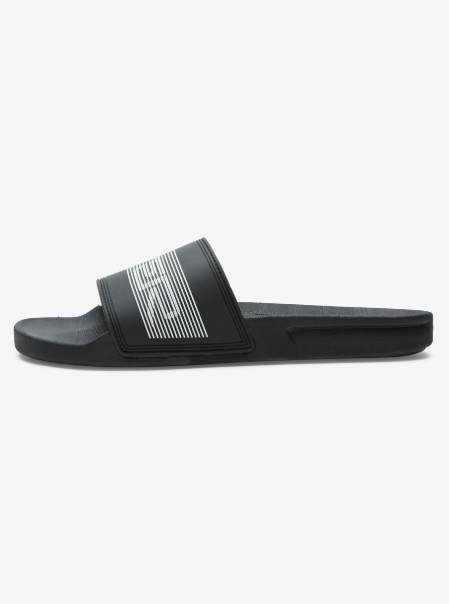 Mens Quiksilver Sandals | Rivi Wordmark Slides Black 3