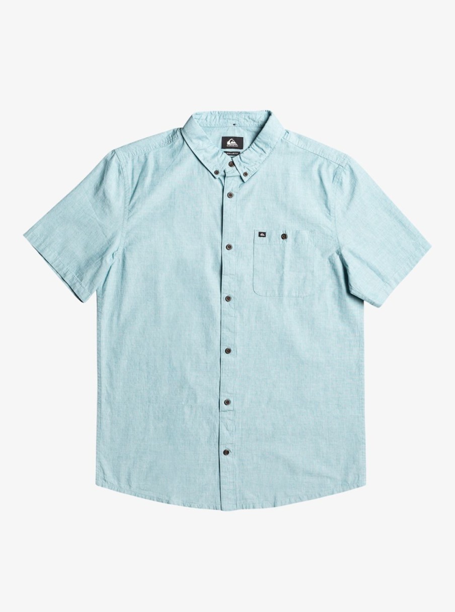 Mens Quiksilver Shirts & Polos | Winfall Short Sleeve Shirt Moroccan Blue