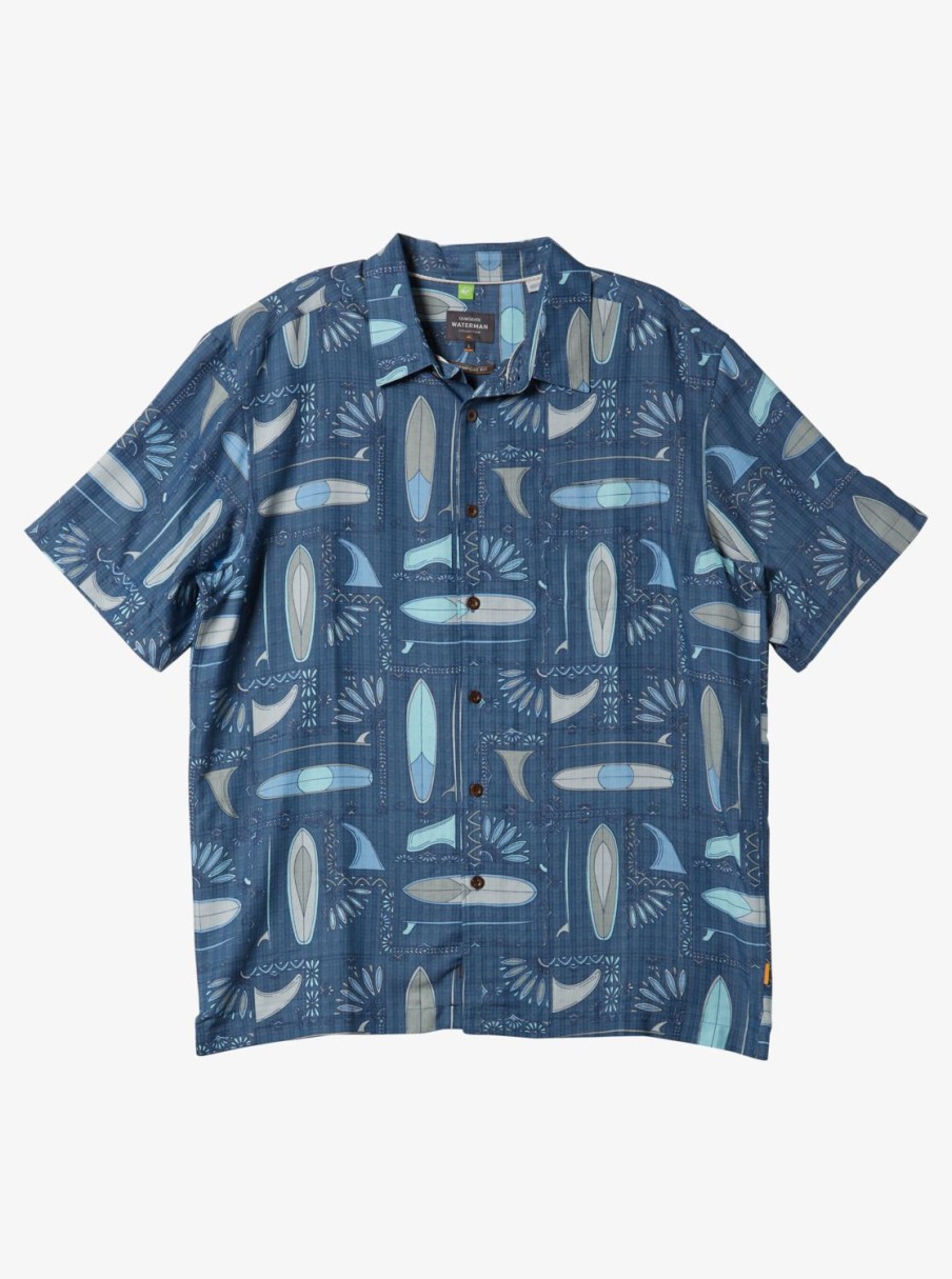 Mens Quiksilver Shirts & Polos | Waterman Long Boards Woven Shirt Longboards Ensign Blue