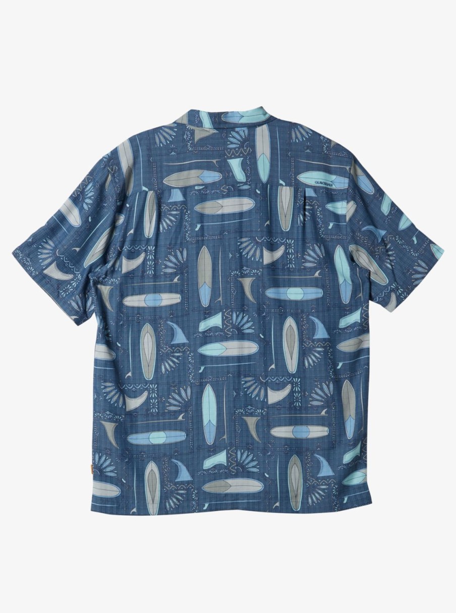 Mens Quiksilver Shirts & Polos | Waterman Long Boards Woven Shirt Longboards Ensign Blue