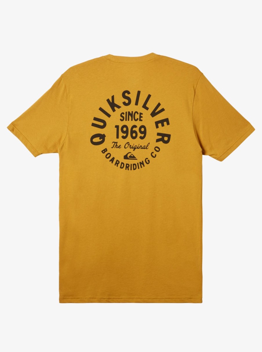 Mens Quiksilver Tees | Circled Script T-Shirt Mustard