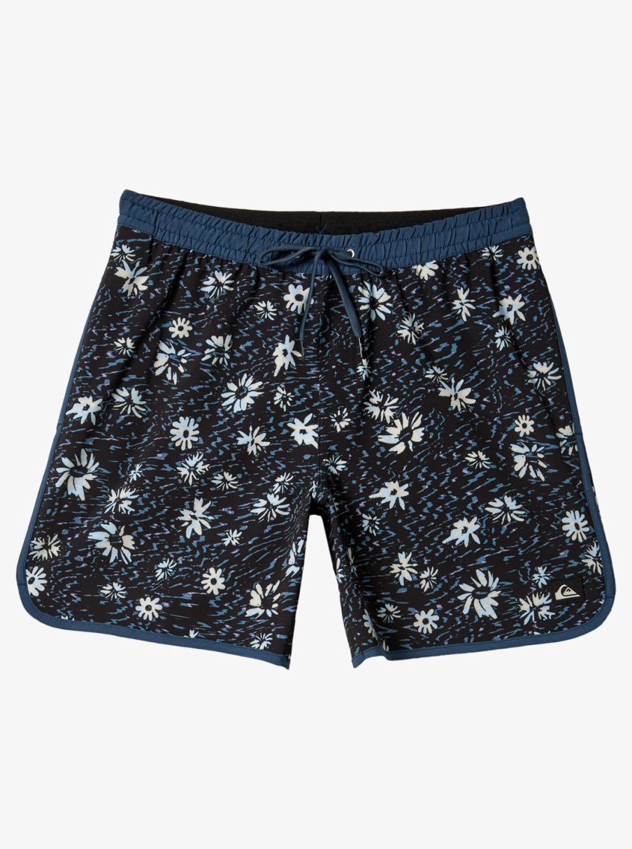 Mens Quiksilver Elastic Waist | Surfsilk Scallop Volley 17" Volleys Midnight Navy