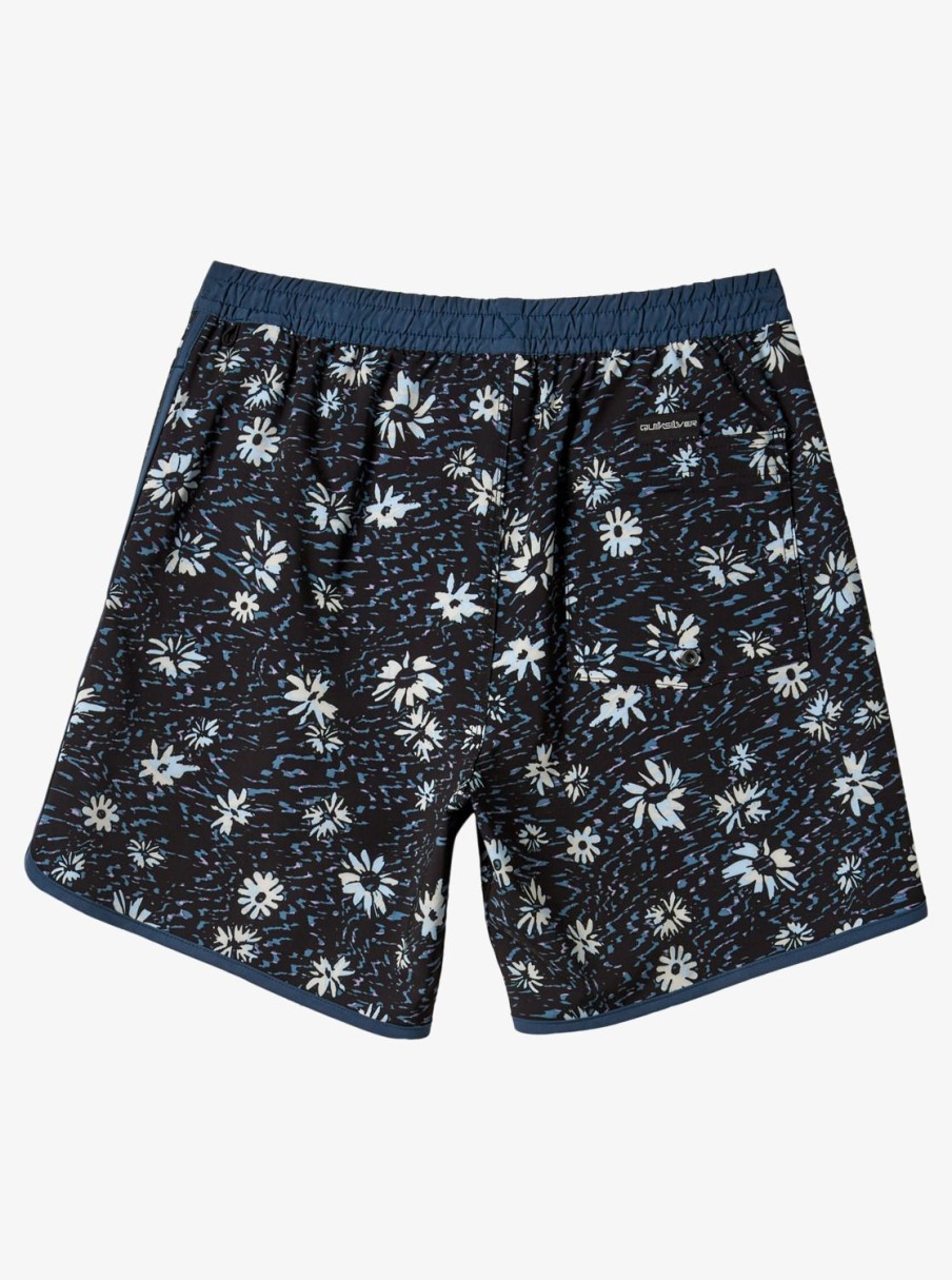 Mens Quiksilver Elastic Waist | Surfsilk Scallop Volley 17" Volleys Midnight Navy