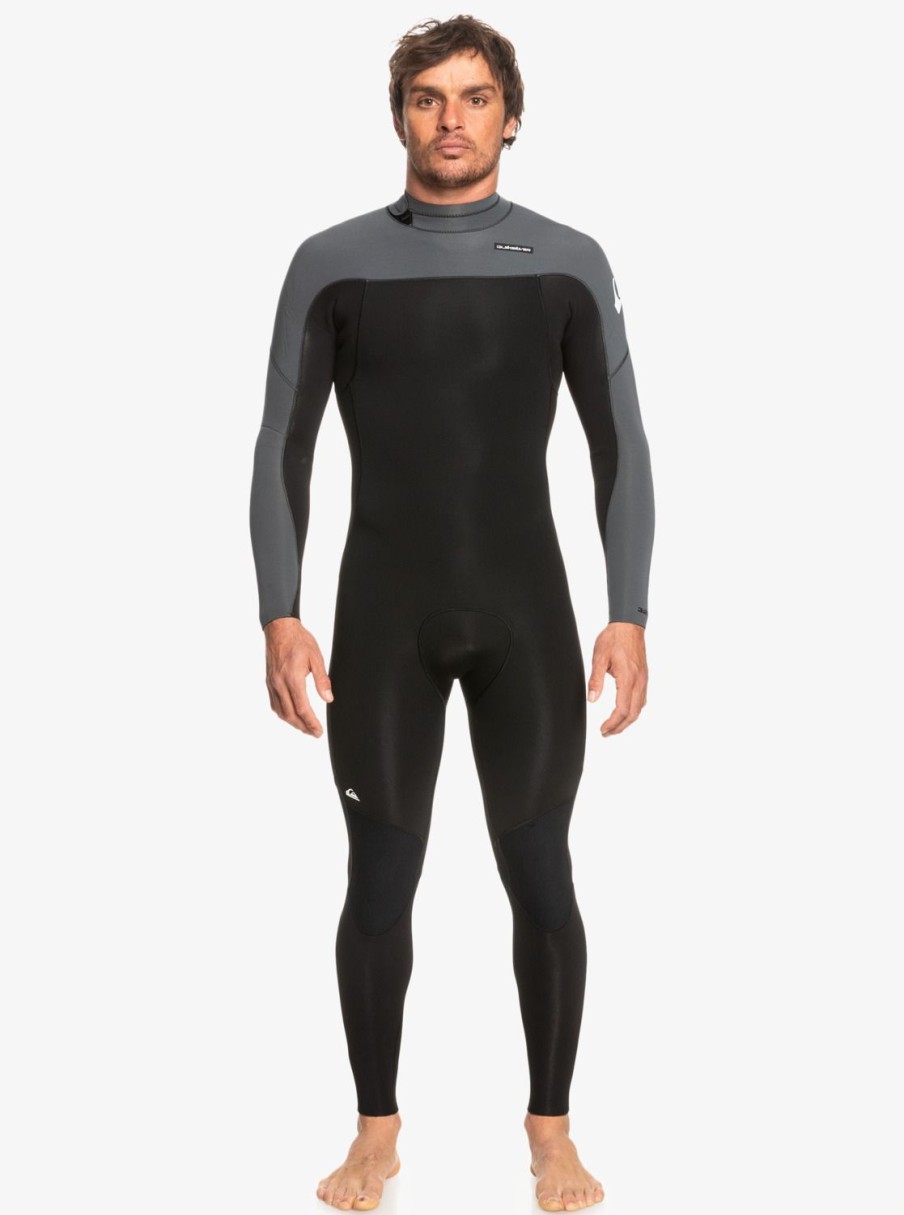 Mens Quiksilver Wetsuits | 3/2 Everyday Sessions Back-Zip Wetsuit Black/Gun Metal