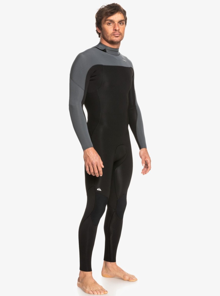 Mens Quiksilver Wetsuits | 3/2 Everyday Sessions Back-Zip Wetsuit Black/Gun Metal