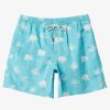 Mens Quiksilver Elastic Waist | Waterman Cliffside 17" Elastic Waist Shorts Scuba Blue Amazed Palm