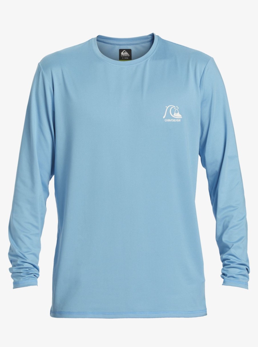 Mens Quiksilver Rashguards | Heritage Heather Long Sleeve Upf 50 Surf Tee Azure Blue