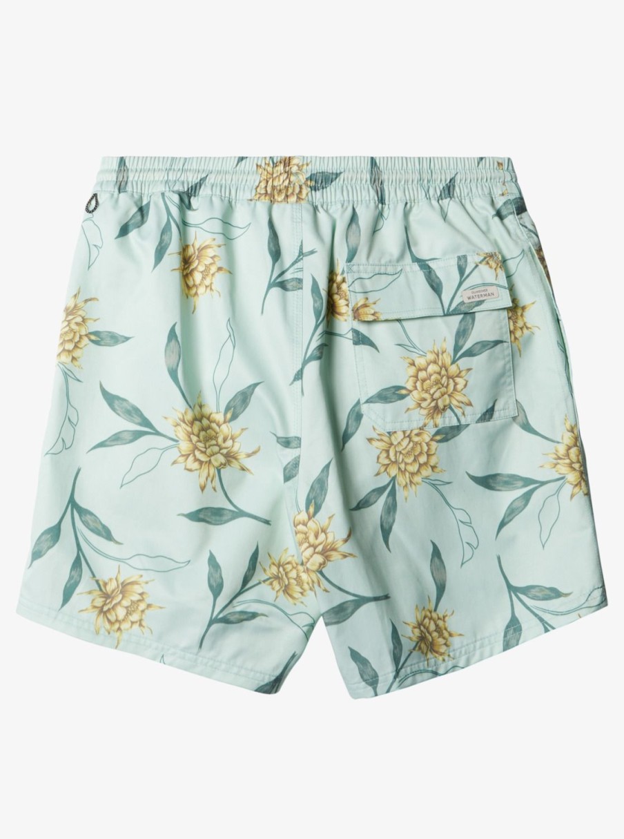 Mens Quiksilver Elastic Waist | Waterman Perfect Bloom Volley Volleys Subtle Green Perfect Bloom Vly