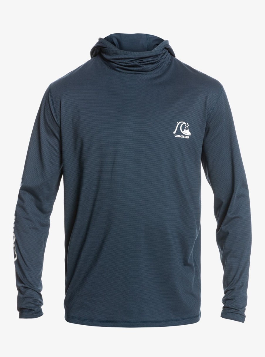 Mens Quiksilver Rashguards | Heritage Upf 50 Long Sleeve Surf Tee Midnight Navy Heather