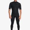 Mens Quiksilver Wetsuits | 2/2Mm Everyday Sessions Short Sleeve Chest Zip Springsuit Black