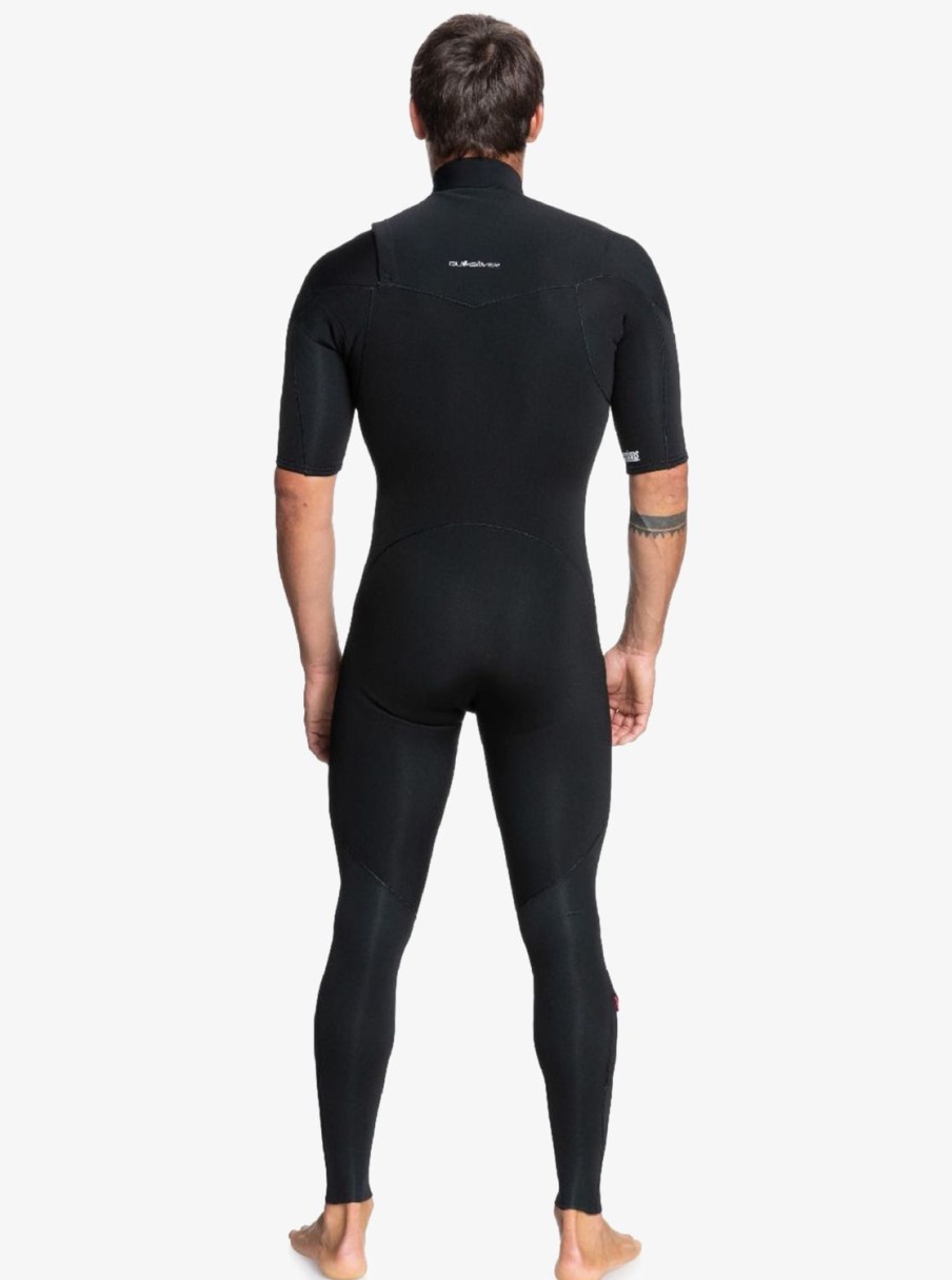 Mens Quiksilver Wetsuits | 2/2Mm Everyday Sessions Short Sleeve Chest Zip Springsuit Black